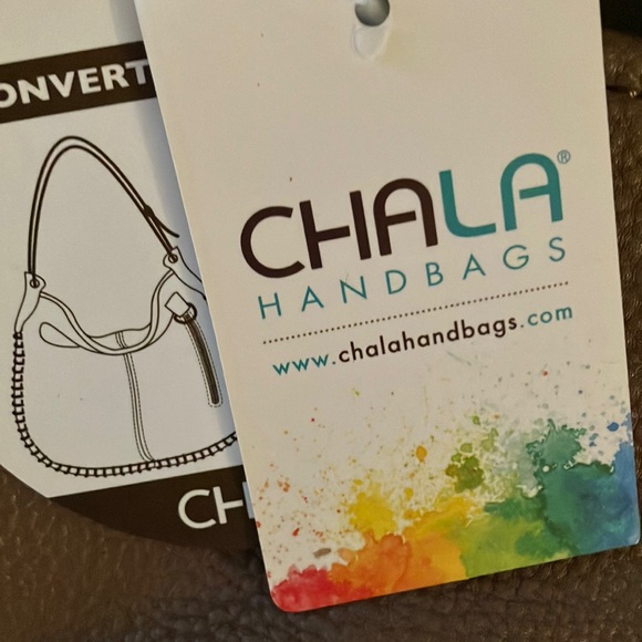 BNWT Chala Brown Hobo Bag with Dragonfly with teal flowers. - Picture 2 of 3